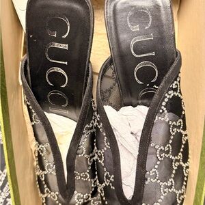 Gucci Women's Black Mesh Slip-On Shoes